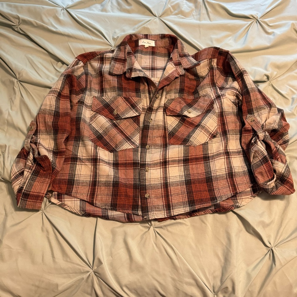 Love Notes Orange Plaid Button Down Shirt